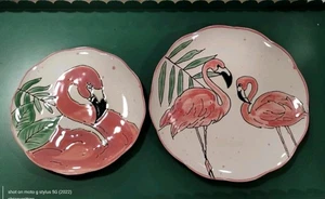 Spectrum Designs 8 PIEZAS PLATOS DE CENA Y ENSALADA FLAMENCO ROSA PARAÍSO grabados NUEVO 🦩 - Imagen 1 de 5