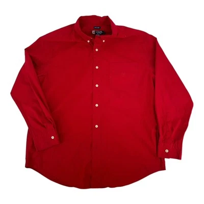 Chaps Ralph Lauren shirt Red button down Easy care 90s vintage Mens Large - Image 1 of 4