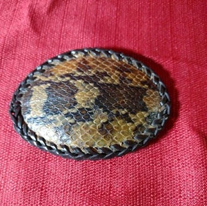 Snake Skin Belt Buckle Woven Edge Southwest North American  - Picture 1 of 3