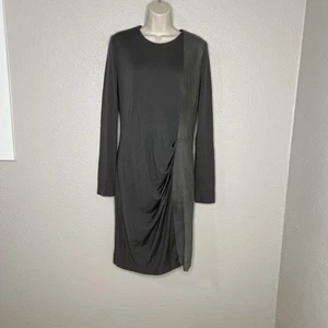 Joseph taupe Bodycon / Figure Hugging Dress, Wool + Leather Panel Size 44 - Picture 1 of 11