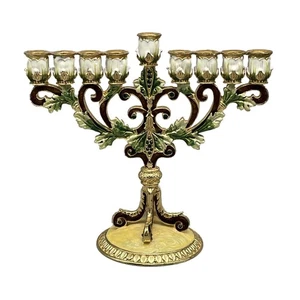 Portacandele Menorah tradizionale 15,7x16,5 cm per shabbat e decorazioni natalizie - Foto 1 di 4