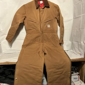 Vtg Carhartt Insulated Canvas Coveralls 100 Year Anniversary USA Made 1989 40S - Picture 1 of 23