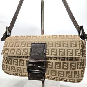 Fendi Zucchino Pouch Handbag Brown Monogram Design with Classic Zipper Closure - Picture 1 of 24