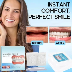 Modified Silicone Denture Kit Veneers Dental Tooth Cover Snap False Teeth Set - Picture 1 of 14