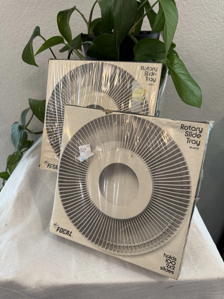 Focal Rotary Slide Tray in Black Holds 100 2x2 Slides Lot of 2 NEW & Sealed - Image 1 of 4