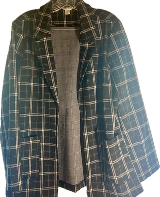 Blazer Cato para mujer M negro blanco a cuadros frente abierto clásico talla M informal, Foto 1 de 4