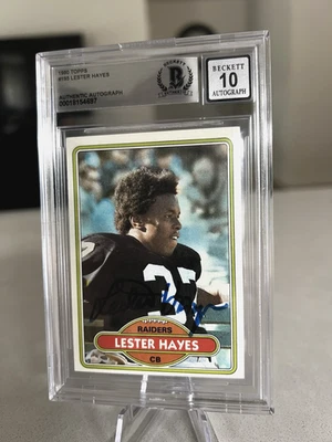 Lester Hayes Hot signed encapsulated Card Beckett BAS cert slabbed 1980 Topps RC - Image 1 of 3