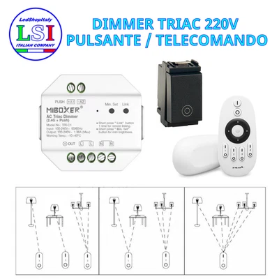 Regolatore Dimmer Varialuce 220V 300W Pulsante e Telecomando lampade strisce led - Immagine 1 di 3