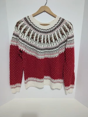 Suéter H&M Vacaciones Reno L Festivo Divertido Navidad Invierno Blanco Rojo Mujeres Foto 1 de 4