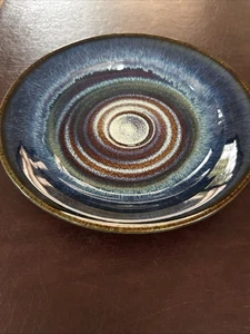 Bill Campbell Pottery Signed 12” Blue Swirl Platter Dish - Picture 1 of 2