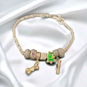 Tedora Italy 925 Sterling Silver Charm Bracelet 7 Charms Dog Bone Bible Diploma - Picture 1 of 12