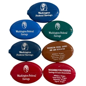 Washington Federal Savings Bank 7 Coin Purse Squeeze Rubber Wallet Keychain Lot - Picture 1 of 2