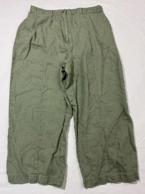 Pantalones de lino JM Collection 8 Petite verdes para mujer recortados capri cintura elástica Foto 1 de 4