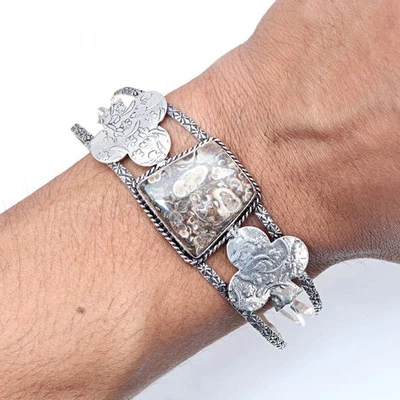 Turtela Jasper Gemstone Handmade Jewelry Cuff Bracelets 7''Adjustable - Image 1 of 4