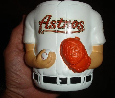 NEW Houston Astros jersey w Baseball & Glove beer soda can KOOZIE cooler holder Cover