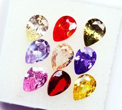 Lote de 9 piezas de piedras preciosas sueltas de zafiro de colores mezclados 6x4 mm en forma de pera R504 Foto 1 de 4