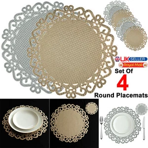 Set of 8 Round 4 Placemats 4 Coasters Dining Table Place Mats Non Slip Washable - Picture 1 of 16
