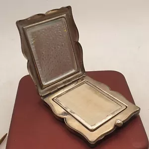 Vintage UdSSR Puder Kompakt Spiegel Box Versilbert - Bild 1 von 12