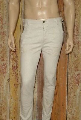 $278 NUEVO DIESEL Slim Chino en Blanco W31/CINTURA A TRAVÉS DE 16 1/2xL30 Algodón/Lino  Foto 1 de 4