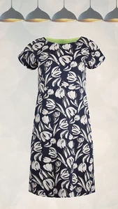 Ex Weird Fish Women’s Short Sleeve Florida Organic Cotton Jersey Dress in Navy - Picture 1 of 4