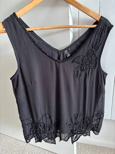 Elegant Hell Bunny Black Vilma 1920s Beaded Floral Top_size M - Picture 1 of 8