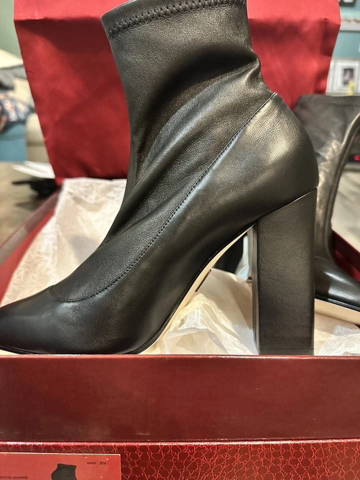 Tamara Mellon Caress Ankle Stretch Boot In Black Nappa Leather Size 39 NIB - Image 1 of 4