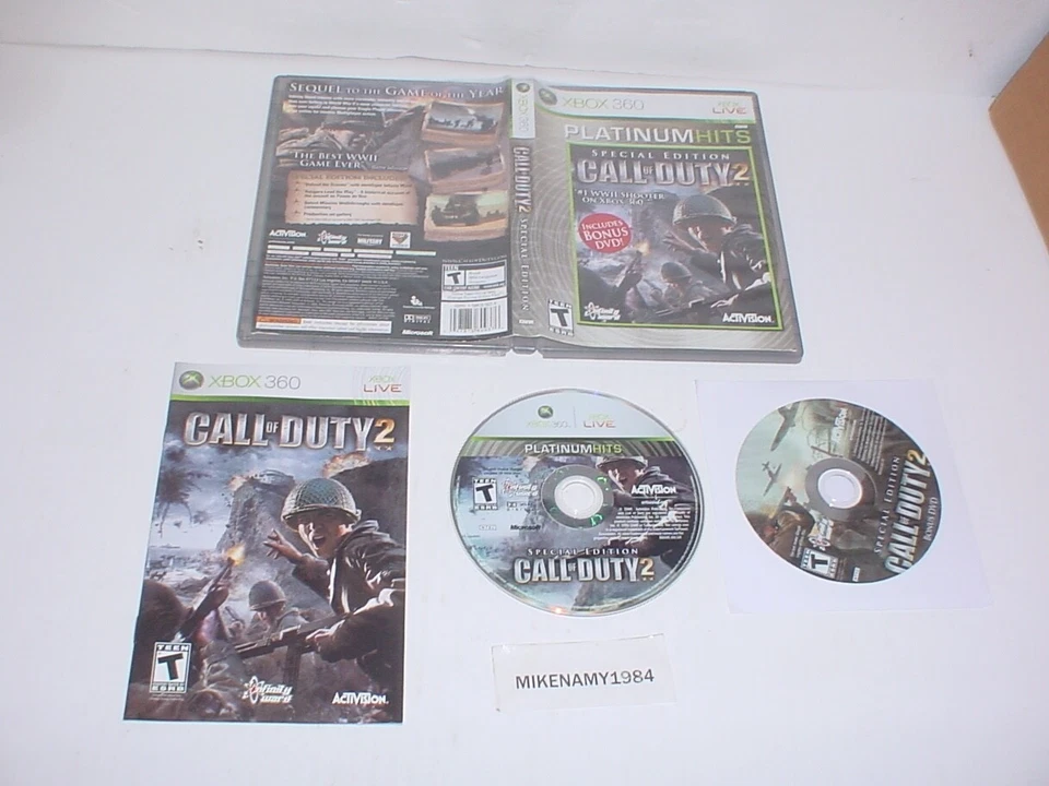 CALL OF DUTY 2 game complete in case w/ Bonus SOUNDTRACK- Microsoft XBOX 360 - Image 1 of 1