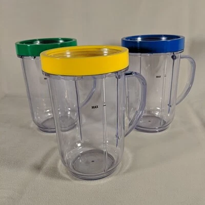 Magic Bullet Blender Replacement Cups w/ Lip Rings Lot of 3 - Image 1 of 4