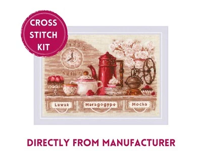 Kit de punto de cruz contado RIOLIS 1874 Coffee Time - Precioso juego de cocina de café Foto 1 de 4