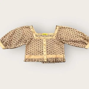 Catherine Malandrino crop top donna pizzo dorato con bottoni taglia L - Foto 1 di 7