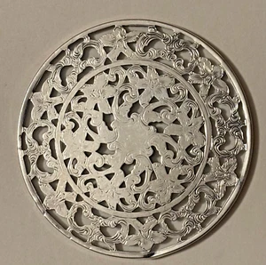 WEBSTER STERLING FLORAL DECORATED COASTER - Picture 1 of 2