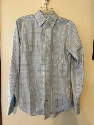 NAUTICA MEN'S DRESS SHIRT BUTTON DOWN LONG SLEEVE Blue/Yellow Plaid Size XS - Image 1 of 2