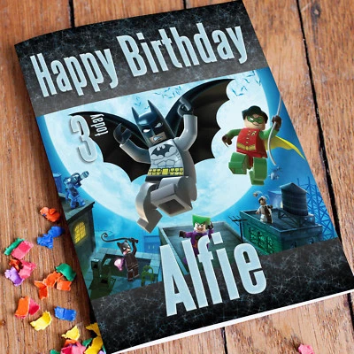 Batman Lego Personalised Birthday Card, Batman Son Card, Batman Grandson Card