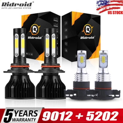 For GMC Sierra 1500 2500 2014 2015 LED Headlight + Fog Light Bulbs White Combo - Изображение 1 из 4