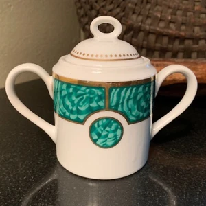 Georges Briard Imperial Malachite Green 4 1/4 Handled Sugar Bowl w/Lid Excellent - Picture 1 of 8