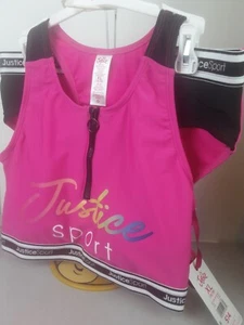 Justice Pink 2 Piece Longline Zip Bikini Swim Suit Size XL - New    (67) - Picture 1 of 12