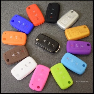 Key Cover For VW Seat Skoda 3 Button Flip Key Fob Case Hull Silicone Rubber 57