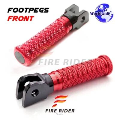 CNC Red Front Foot Pegs M-GRIP For Kawasaki ZX-6R 6RR Ninja 03 04 05 06 07 08 0 - Image 1 of 4
