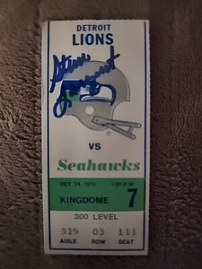Steve Largent Signed Auto 1976 Ticket Stub Rookie Season SEATTLE SEAHAWKS  Lions - Picture 1 of 4