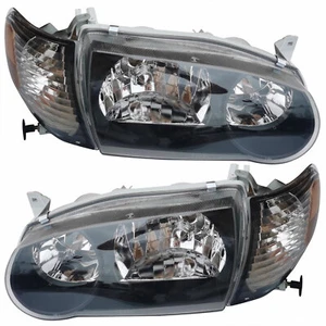 Headlights w/Corner Signal Headlamps Left+Right Set For 2001-2002 Toyota Corolla - Picture 1 of 13