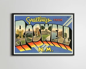 ROSWELL New Mexico Large Letter POSTER! (up to 24" x 36") - Postcard - UFO - Art - Picture 1 of 7