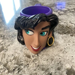 Vintage 90s Disney Hunch Back Esmeralda Princess Plastic 3D Cup Applause Mug EUC - Picture 1 of 6