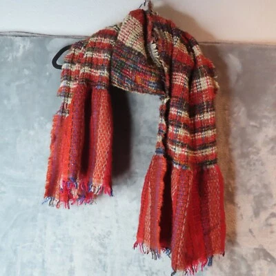 VISMAYA Bufanda Naranja Marrón Tweed Volantes Mezcla Lana Retro Años 70 Abuela Hippie 72" Foto 1 de 4