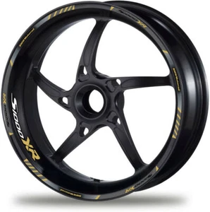 BMW S1000XR Motorcycle Wheel Decals Rim Stickers Stripes S1000 XR Gold Grey - Foto 1 di 2