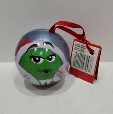 2012 M&M'S Green Girl Ball Shaped Tin Christmas Ornament w/ Tag