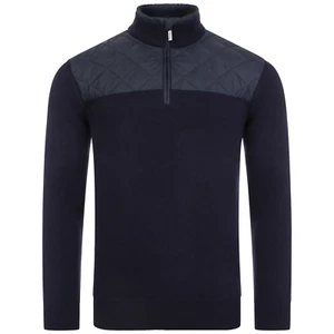 BARBOUR MENS HALF ZIP ESSENTIAL SWEATSHIRT JUMPER KNIT NAVY QUILT - SIZE LARGE - Picture 1 of 3