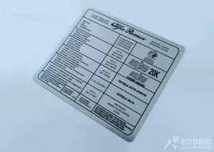 Adesivo FLUIDI CONSIGLIATI sottocofano alfa romeo vari modelli restauro cofano - Imagen 1 de 2