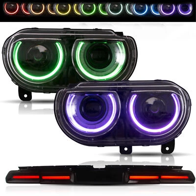 Faros VLAND RGB + luces traseras LED ahumadas traseras para Dodge Challenger 2008-2014 Foto 1 de 4