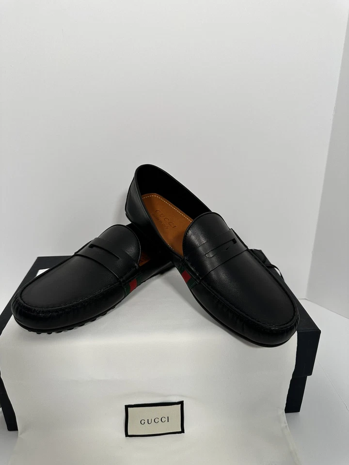 Mocassins Gucci Couro Nappa Borracha Superior Dentro EUA Tamanho 9.5 - Imagem 1 de 4