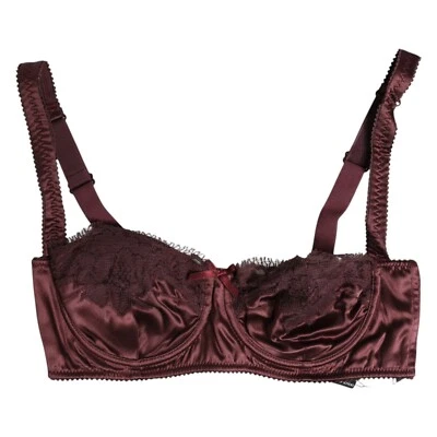 DOLCE & GABBANA Ropa Interior Borgoña Seda Sujetador Balconette con Aros IT3/M 320usd Foto 1 de 4